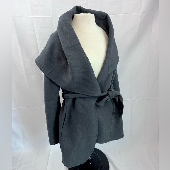 Tahari Jackets & Blazers - Tahari Wool Blend Belted Wrap Coat Shawl Dark Gray